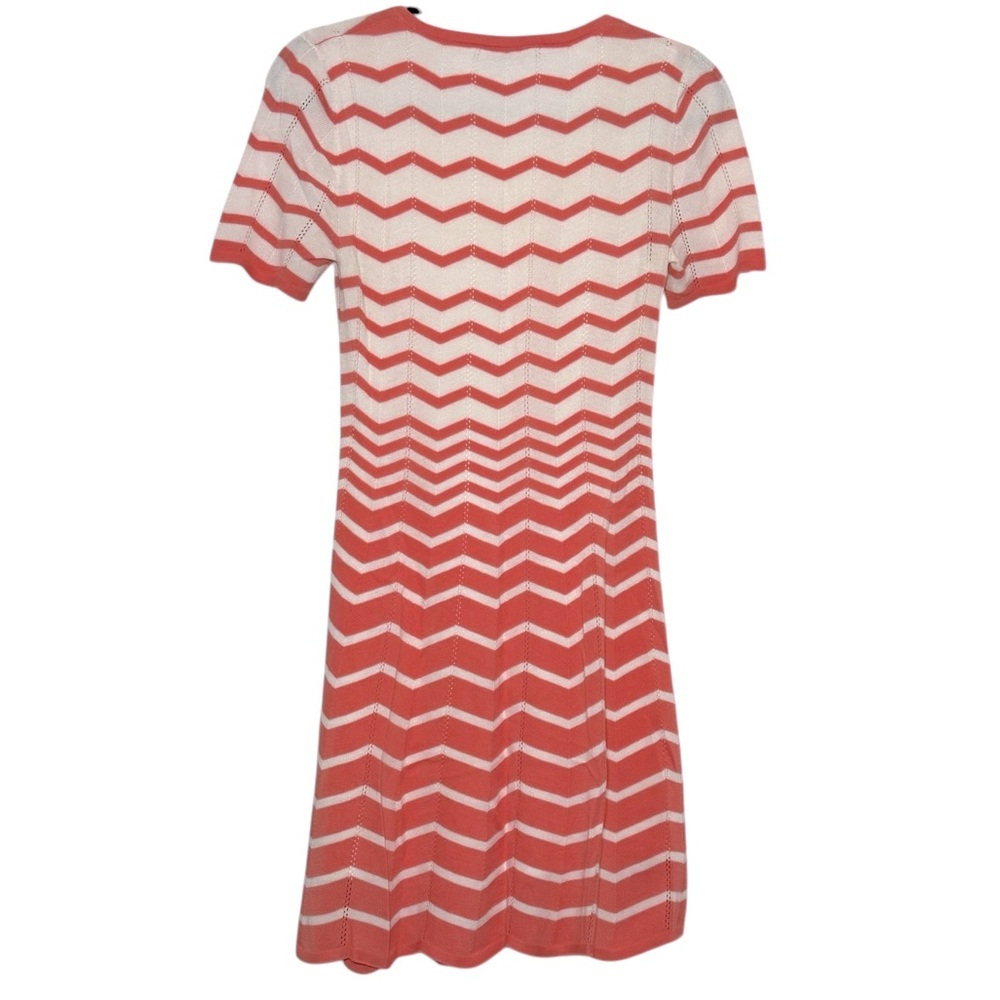 Trina Turk Dress Sweater Knit Chevron Coral Cream - Picture 13 of 14